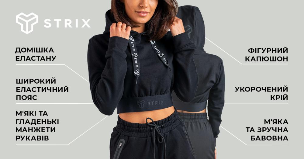 Women‘s Essential Cropped Hoodie Black - STRIX