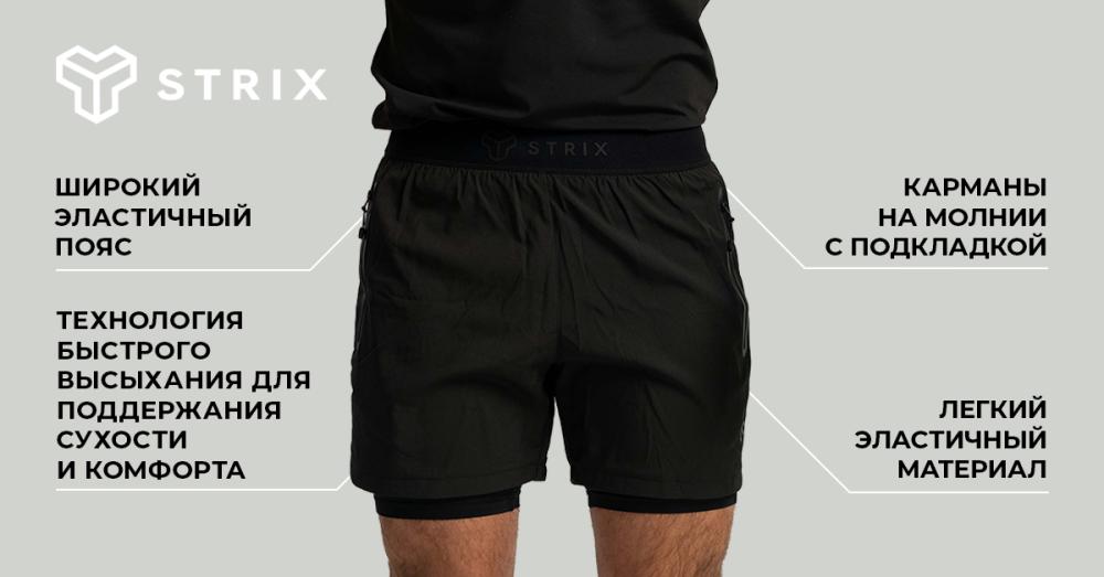 Šortky 2in1 black - STRIX