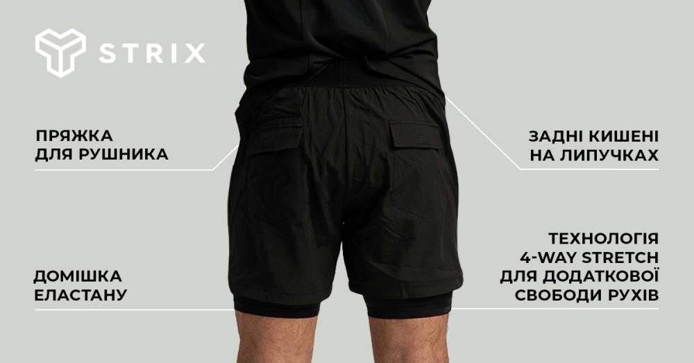 2in1 Shorts black - STRIX