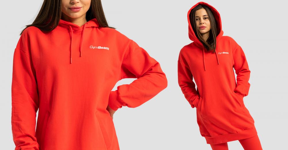 Women's Longline Limitless Hoodie Hot Red - GymBeam