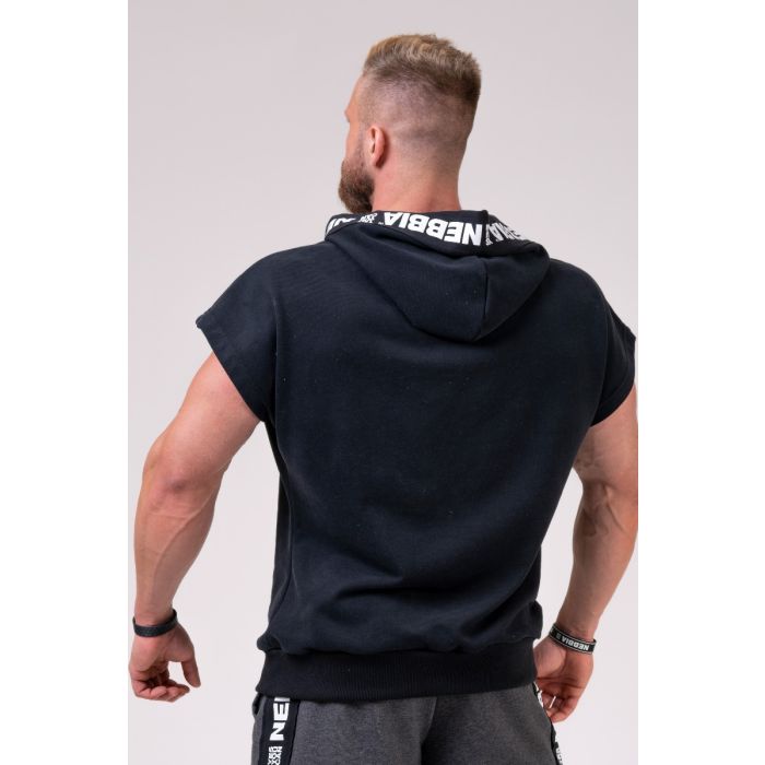 Чоловіча футболка Reg Top Hoodie Black - NEBBIA