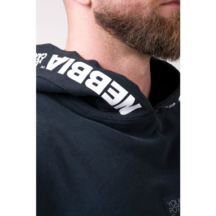 Чоловіча футболка Reg Top Hoodie Black - NEBBIA