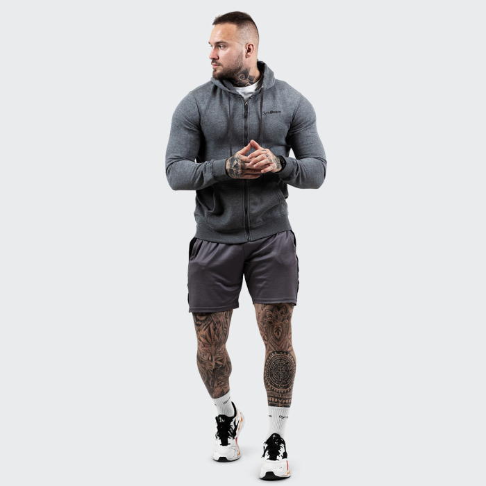 Толстовка Zipper Hoodie Grey Black - GymBeam